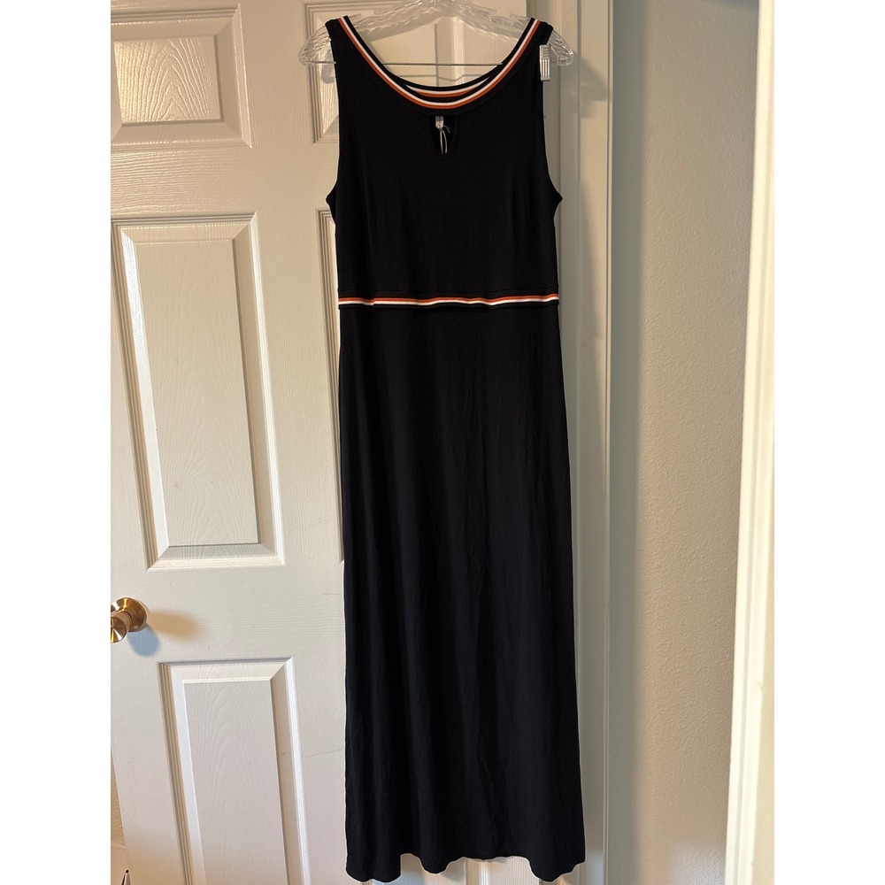 Bravissimo Maxi Dress Womens 16 Black Striped Trim Curvy Fit Sleeveless